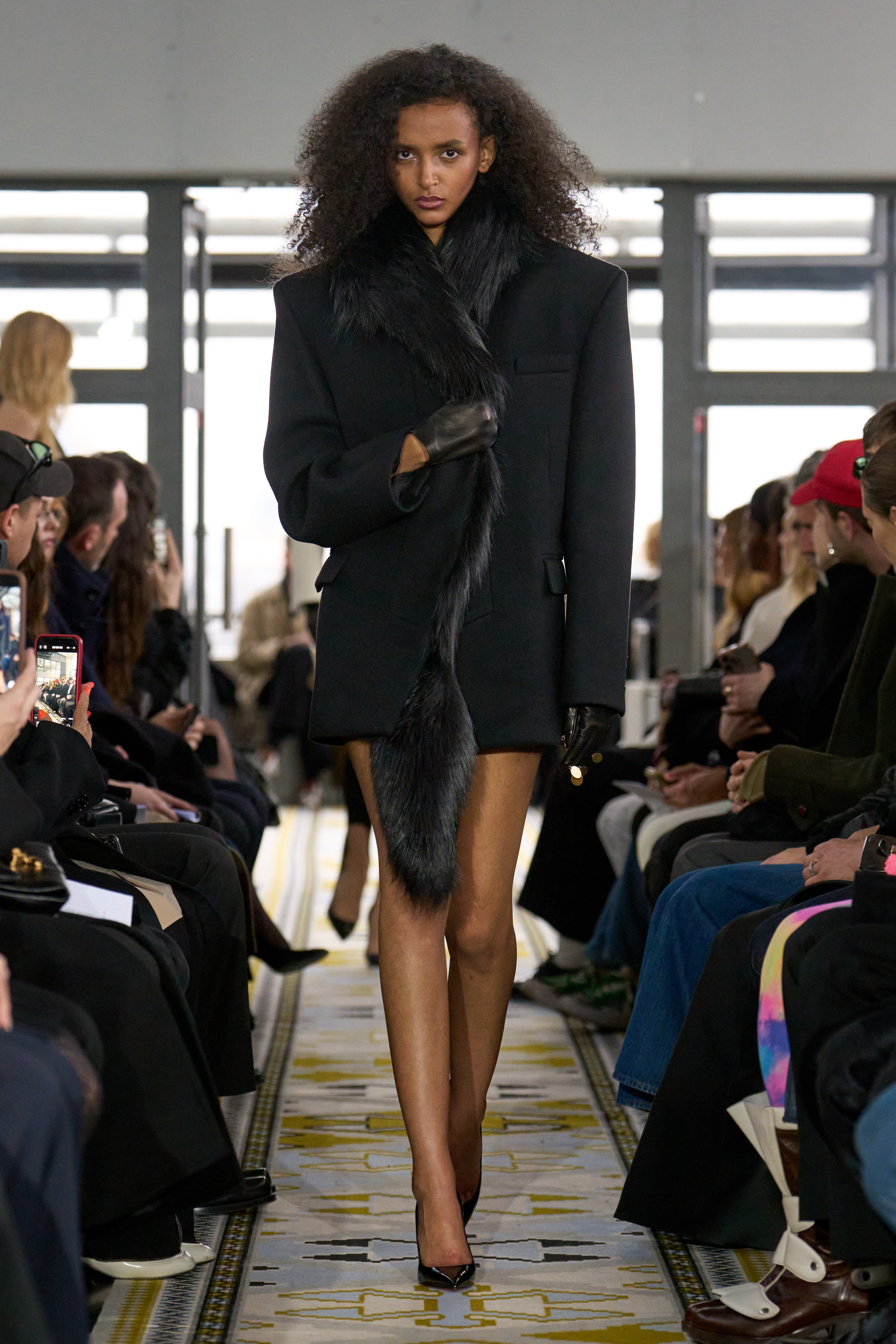 Fashion model in olive green outfit